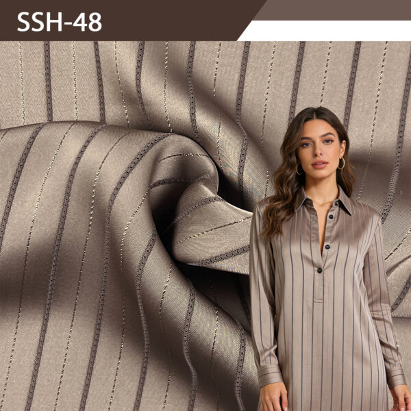 Double Silver Wire Strip Fabric | Shiny Double Sided Satin Print