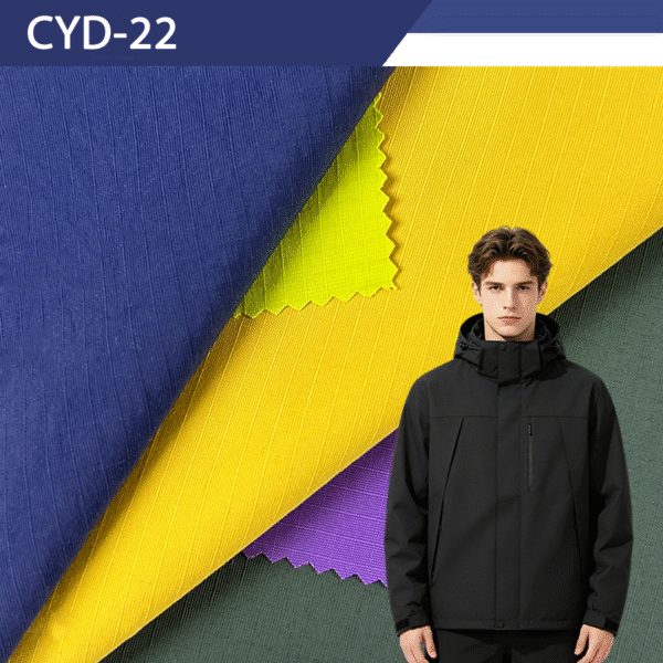 Grid Textured Matte Nylon Taslan Three Proof Outerwear Fabric